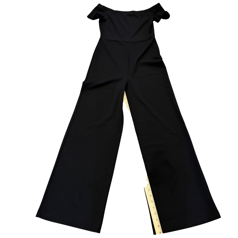 Karlie Womens Black Off the Shoulder Wide Leg Jumpsuit Formal Evening Size S